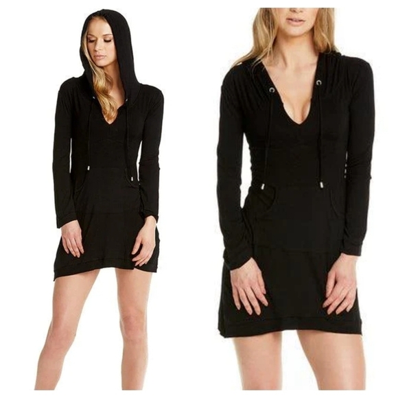 SITA Couture Black Earth Mermaid Hoodie Mini Dress - Picture 1 of 10